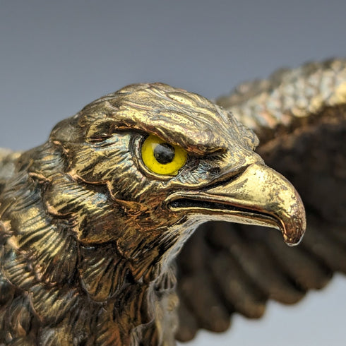 復古鍍金老鷹雕像木底座